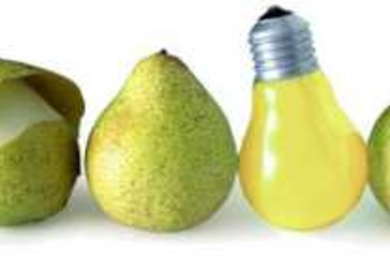 Three pears and lightbulb