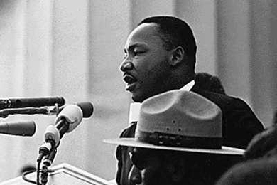 Dr. Martin Luther King gives his "I Have a Dream" speech during the March on Washington in Washington, D.C., on Aug. 28, 1963.
