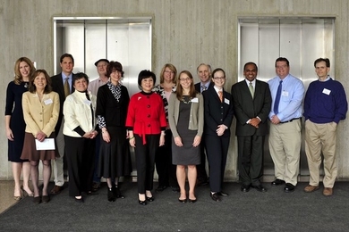 From left to right: Karen Shirer, Kathy Simons, Tom McKrell, Leslie Regan, Ron Wiken, Donna Kaufman, Agnes Chow, Patty Glidden, Patricia Eames, David Schultz, Beth Milnes, Subra Suresh, Bill Maloney, and Tom Lohman.
