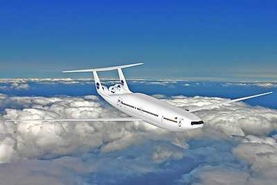 MIT’s D “double bubble” series design concept is based on a modified “tube-and-wing” structure that has a very wide fuselage to provide extra lift. The aircraft would be used for domestic flights to carry 180 passengers in a coach cabin roomier than that of a Boeing 737-800.