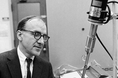 A 1972 file photo shows Professor Edward Merrill at work in his lab.