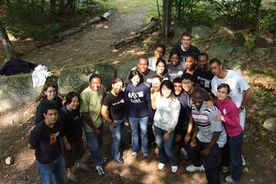 iHouse residents at their annual fall retreat, where the students learn about each other and build a strong community for the year ahead. 