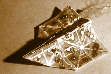 Studded with magnets and electronic muscles known as actuators, a prototype robot developed at MIT can automatically fold itself into an airplane or an origami boat.