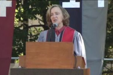 MIT President Susan Hockfield delivers her address during the 2010 Convocation on Sunday, Aug. 29.