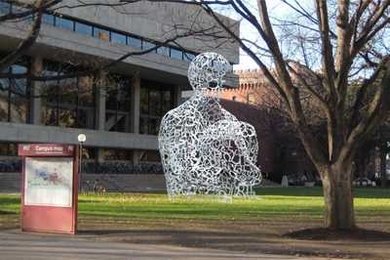 A photo simulation of the Jaume Plensa sculpture, which will soon be installed in the area between Massachusetts Avenue and W20.