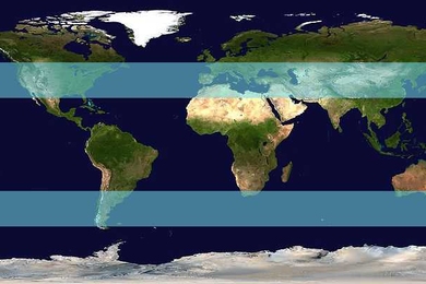 This image identifies the Earth's middle latitudes where extratropical storms form. These regions are located between approximately 30° and 60° north/south latitude.