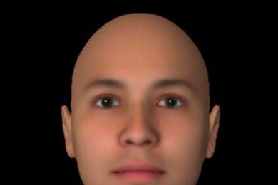 MIT and Harvard researchers found that the gender of androgynous faces like this one, created with FaceGen software, can be interpreted differently depending on where it is seen in the visual field.