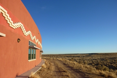 The side of the school building; this gives a good impression of how isolated it was.