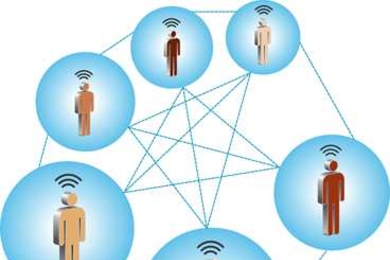 circles with a person inside each one, connected by networking lines