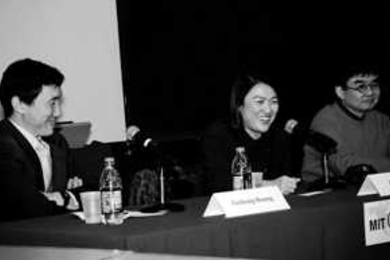 From left to right, Yasheng Huang, Zhang Xin and Yung Ho Chang.