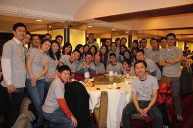 Students on the Asia Finance trek proudly wear the trek's T-shirts.
