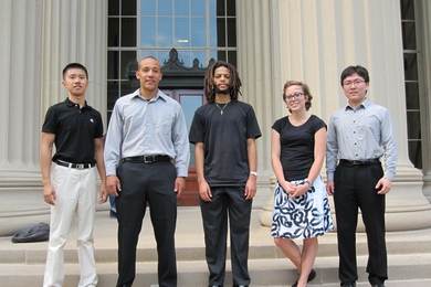 2010 Xerox Fellows, from left: Kuang Xu, George Whitfield, Jelanie Nelson, Katrina Panovich, and Kyoo-Chul (Kenneth) Park.