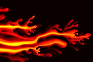 Snapshot of the concentration field during the unstable displacement of a more viscous fluid (dark) by a fully-miscible, less viscous fluid (light).