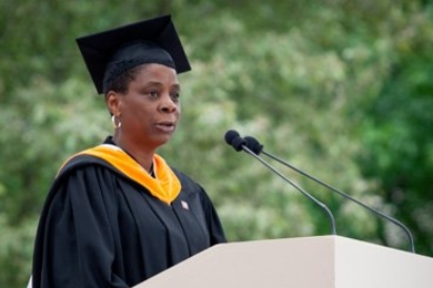 Xerox Chairman and Chief Executive Officer Ursula Burns delivers the Commencement address on Friday.