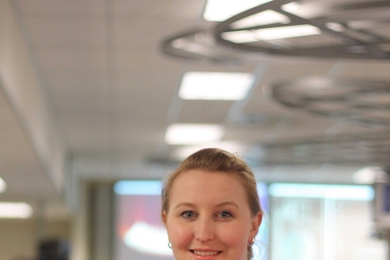 Assistant Professor Anne White in the Alcator control room at MIT