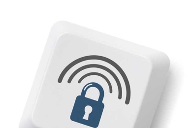 Illustration of a computer key with a lock on it