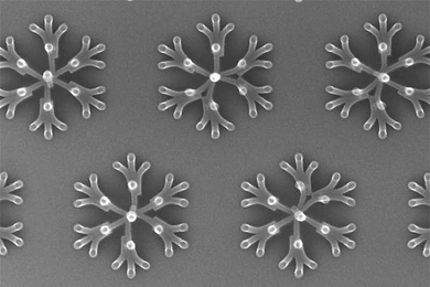 Controlling the collapse of tiny pillars deposited on a silicon substrate can produce intricate patterns.