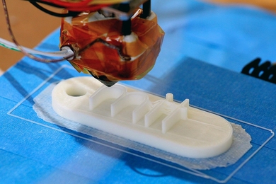One of the 3-D printers at work in the Mediated Matter group at the MIT Media Lab.