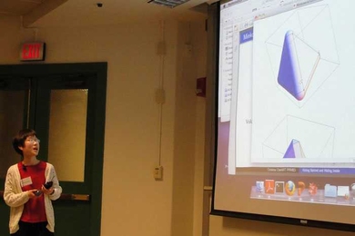 Christina Chen presents her project at the PRIMES conference at MIT in May 2011.