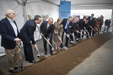 State and local officials joined representatives from MIT and Pfizer during the groundbreaking for 610 Main Street on Monday.