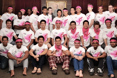 Phi Beta Epsilon brothers rally together to help create the largest college team for Susan G. Komen for the Cure: Boston. Their 70-member team, 'MIT and Friends,' raised $2,791 — more money than any other local college-based team.
