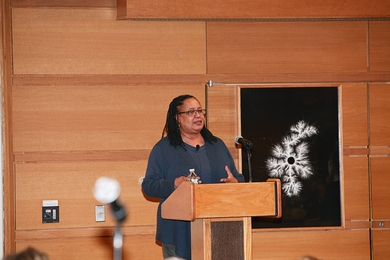Harvard College Dean Evelynn Hammonds gives the keynote address at the 2012 Institute Diversity Summit.