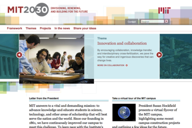 A screenshot of the new MIT 2030 website.