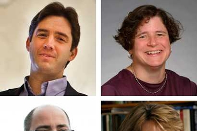 Clockwise from top left, the 2012 MacVicar Faculty Fellows: William Broadhead, Leslie Pack Kaelbling, Nancy Lin Rose and David Kaiser.