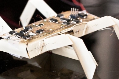 An insect-like robot printed and designed using the new process being developed to revolutionize the way robots are developed. The robot could be used for exploring areas inaccessible to humans.