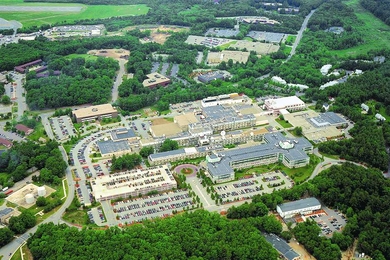 An aerial view of MIT's Lincoln Laboratory.