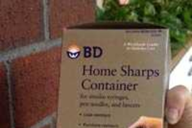 The MIT Pharmacy carries one type of sharps container, which holds about 100 lancets. 