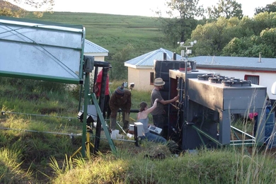 Matthew Orosz and Amy Mueller work with locals in Lesotho to implement their solar ORC system.