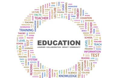 education-related words arranged in a circle