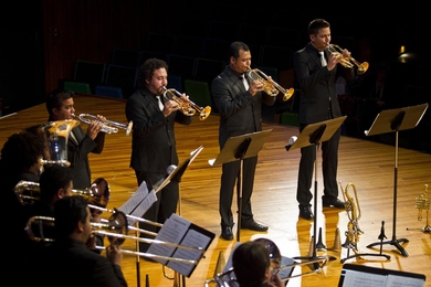 On Thursday evening, the Council for the Arts at MIT sponsored an Inauguration Celebration Concert with Venezuela's Caracas Brass, an ensemble of horns and percussion — from the larger Simón Bolívar Orchestra — that has previously toured internationally to great acclaim.