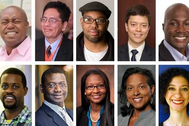 From left, top row: Terrence Blackman, Carlos Castillo-Chavez, Ta-Nehisi Coates, Julio D’Arcy, Thomas Epps III ’98, SM ‘99. Bottom row: Robert Hampshire, Paul Ampadu, Eilaf Ahmed, Susan Perkins, Chanda Prescod Weinstein. Not pictured: Sophia Inzunza.