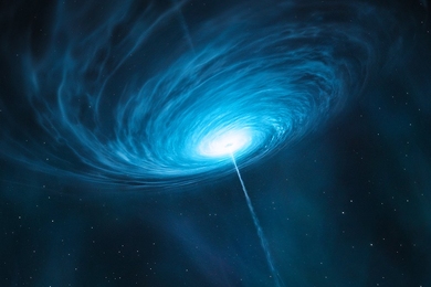 An artist's rendering of the quasar 3C 279.