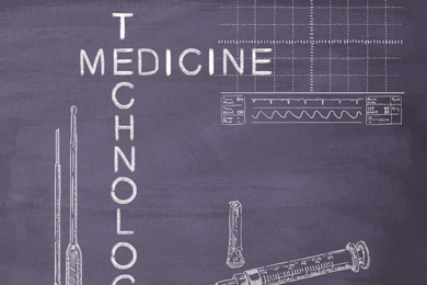 Graphic with words "Medicine" and "Technology"