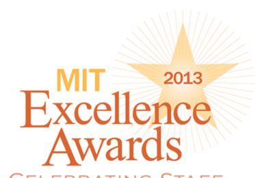 Text reads "MIT Excellence Awards - Celebrating Staff" next to gold star that reads "2013."
