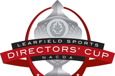 Silver sports cup with the text "Learfield Sports Directors' Cup NACDA" atop