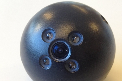 The device, featuring cameras, LEDs and sensors, can be thrown into a dangerous space, where it captures images and data that are transmitted to the user's mobile device.