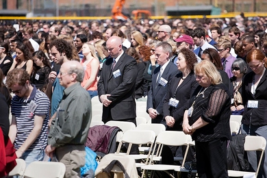 Thousands of members of the MIT community attended Wednesday's memorial to Officer Sean Collier.