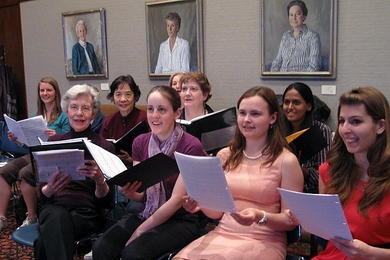 Members of the MIT Women's Chorale rehearse.