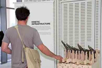 The winning entry of the Infrastructural Monument competition commemorated one of the greatest infrastructural designers of the past decade: Manuel de Sola-Morales. Kinetic Infrastructure was designed by Erioseto Hendranata, with assistance from James Coleman and Andrew Manto.