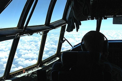 View from inside the NCAR C-130 research aircraft