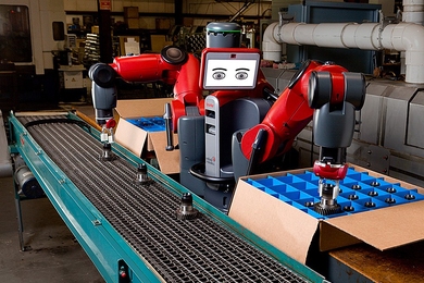 Baxter is designed to perform simple assembly-line tasks, such as packing and unpacking.