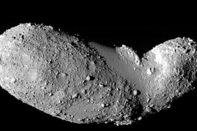 Smooth sections on asteroid Itokawa are shown.