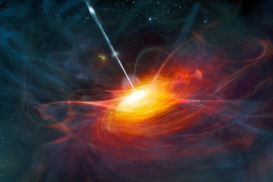 Artist’s interpretation of ULAS J1120+0641, a very distant quasar.