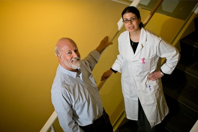 Professor Richard Hynes and Koch Institute postdoc Alexandra Naba