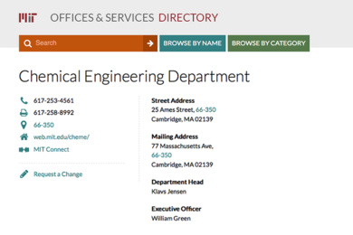 A screenshot of the redesigned directory