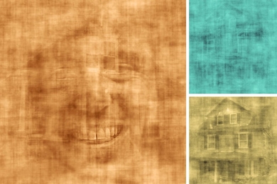 Screen shots from a video of overlapping images of faces and houses, shown to subjects who were asked to pay attention to one or the other. 